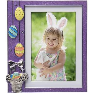 Easter Purple Glitter 4" x 6" or 5" x 7" Pewter Picture Frame