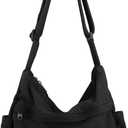 Large Canvas Messenger Bag with Multiple Pockets for Men and Women, Crossbody Shoulder Tote Hobo Laptop Bag (81 - Black)