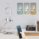 20W 2700LM 3 Colors Dimmable LED Art Table Lamp 21.4 Inch with Touch Switch for Living Room, Bedroom (Sand Nickel(Remote))
