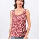 Totatuit Women Silk Satin Tank Tops Dressy Scoop Neck Camisole Sleeveless Blouses Shirts Casual Summer Tank (Red, S)