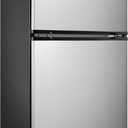 Midea WHD-113FSS1 Double Door Mini Fridge with Freezer for Bedroom Office or Dorm with Adjustable Remove Glass Shelves Compact Refrigerator, 3.1 cu ft, Stainless Steel