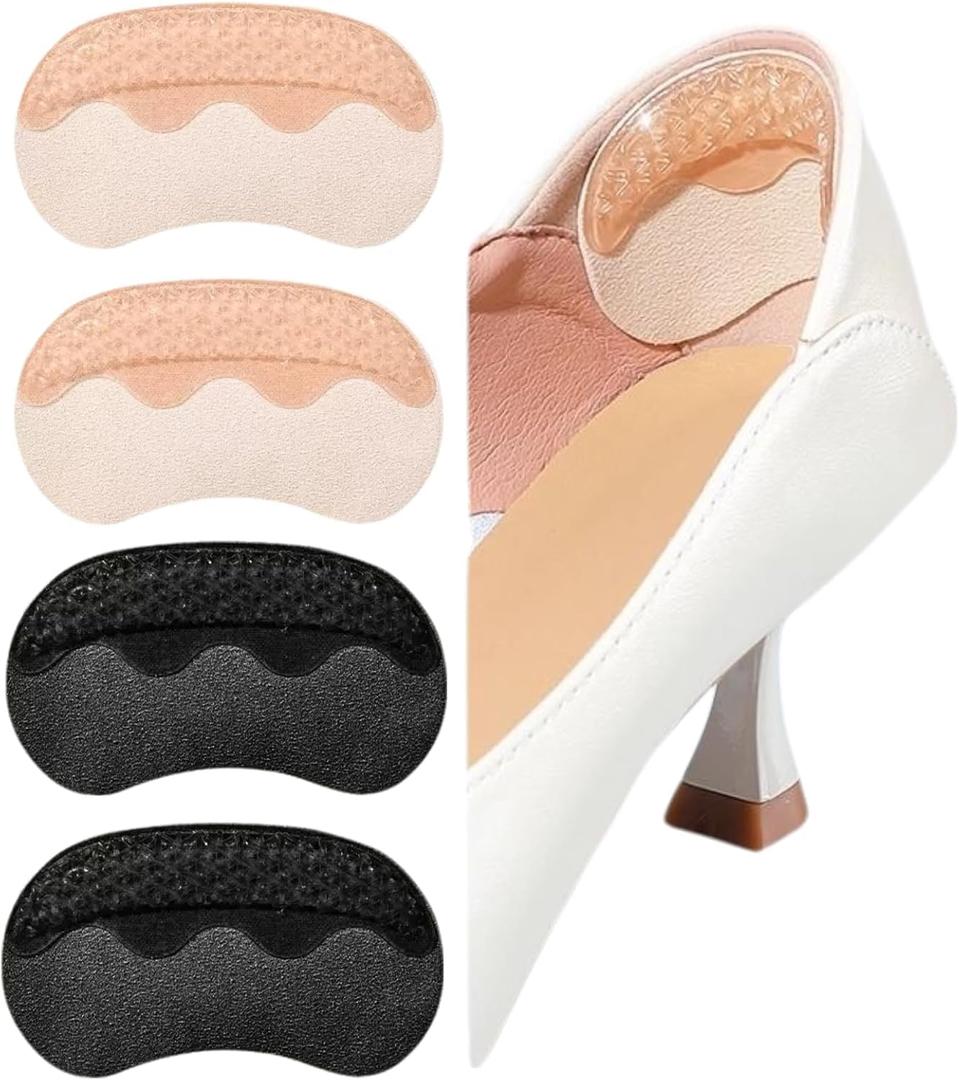 Heel Grips Liner Cushions Inserts for Loose Shoes - 2 Pairs Heel Pads Snugs for Shoe Too Big Men Women Heel Blister Protectors Filler Improved Shoe Fit and Comfort Stop Heel Slip and Blister