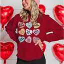 IZYJOY Women Valentine's Day Sweatshirt Teacher Positive Affirmations Heart Pullover Top Candy Hearts Graphic Crewneck Shirts (Red, M)