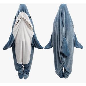 Shark Blanket Hoodie Onesie for Adult & Kid, Wearable Shark Sleeping Bag, Soft Cozy Onesie Costume XL
