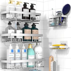 Moforoco Adhesive Shower Caddy Organizer Shelves Rack - 5 Pack Corner Bathroom Storage Organization, Home & Kitchen Decor Inside RV Accessories, Hanging First Apartment Household Camper Essentials