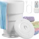 Foldable Towel Warmer for Bathroom, Large Towel Warmer Bucket, Auto Shut Off, Time Setting and Ambient Lighting, Fits Up to Two 40"X70" Oversized Towels, Bathrobes, Blankets