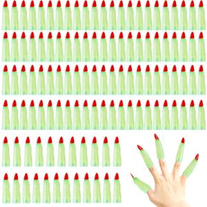 120 Pcs Halloween Plastic Finger Colorful Witch Fingers Witch Fingers Pointers for Kids Young Readers Cosplay Masquerade Costume Party Decorations (Green)