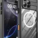 for iPhone 16 Pro Waterproof Case, with Built-in Screen Protector Dustproof Shockproof [Compatible with MagSafe] Full Body Underwater Protective Phone Cover for iPhone 16 Pro 6.3" (Black, 16 Pro)