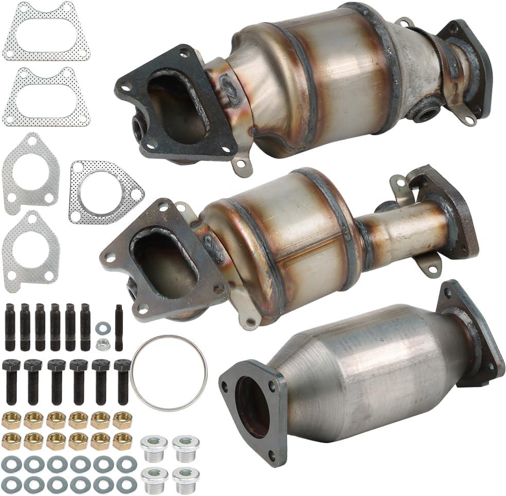 Front Left Right & Rear Catalytic Converter Compatible with Honda Accord 2003-2007, Odyssey 2005-2010, Pilot 2005-2008, Acura MDX 2003-2006 3.5L V6 Catalytic Convertor (EPA Compliant)