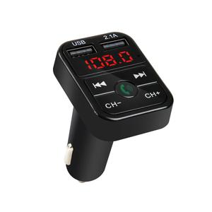 Bluetooth FM Transmitter for Car Cigarette Lighter, Hand Free Call with Built in Noise Canceling Microphone & Answer/Hang-up Button, USB-A, USB-C, Flash Drive Ports, 8 LED Modes
