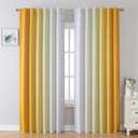 MIUCO Blackout Curtains & Drapes for Bedroom Living Room 95 Inches Long Yellow and White Room Darkening Ombre Curtains Rod Pocket & Back Tab Curtains Thermal Insulated Light Blocking 2 Panels Set