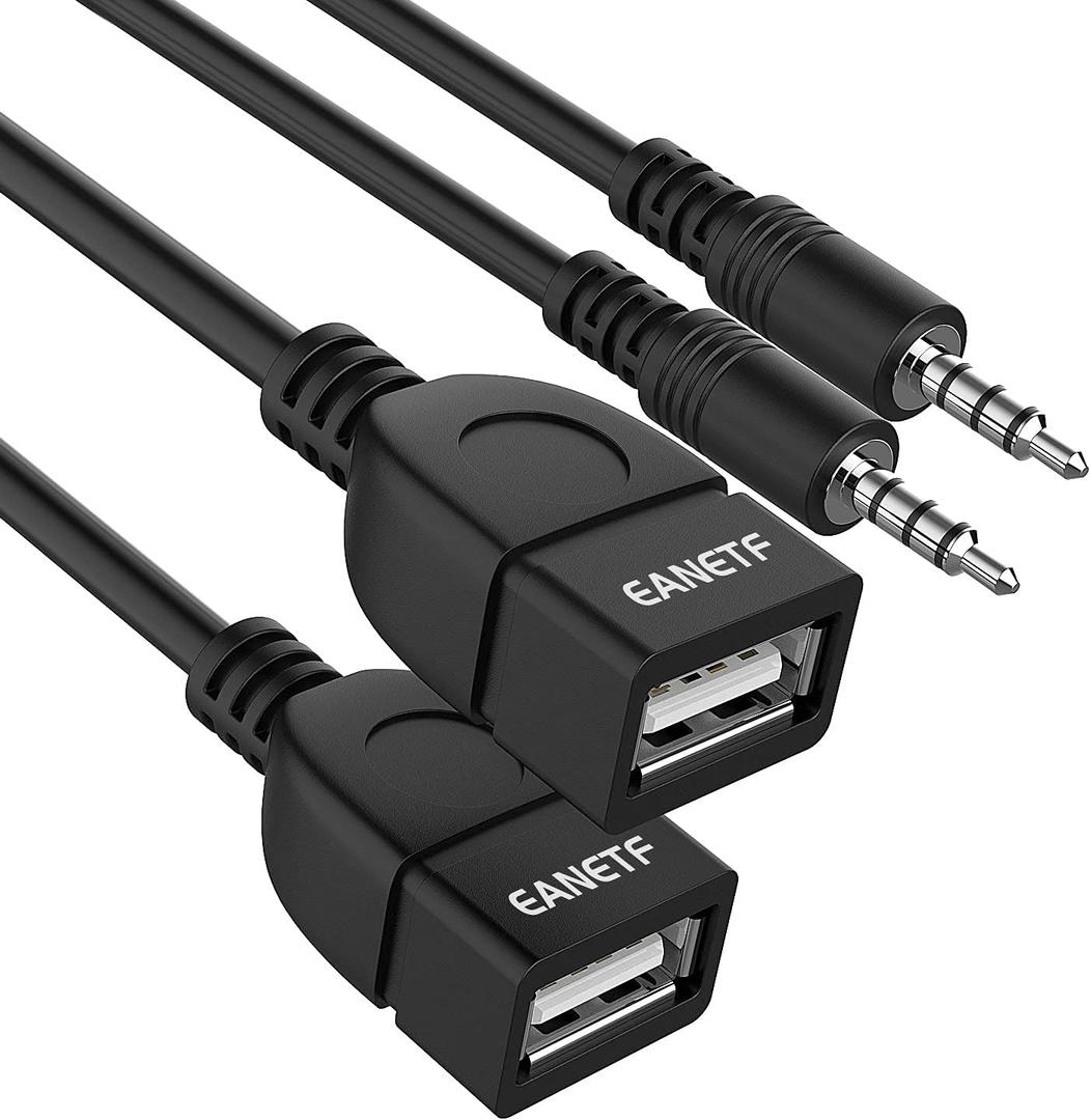Eanetf USB to Aux Audio Adapter, 2PCS 3.5mm Male to USB Female for Playing Music with U-Disk in Your Car,orked only When Your CAR 3.5mm AUX Port Must has Audio decoding Function- No Power Supply