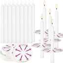 YOROXRG 200 pcs Church Candles with Drip Protectors for Devotional Candlelight Vigil Service, Unscented White 5" H X 1/2" D, No Smoke, Shabbat, Praye