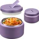 BOSEDSANG 13.5oz Soup Thermo for Hot Food Kids with Buckle Lid Insulated Vacuum Food Jar Wide Mouth Leakproof Stainless Steel Lunch Container -Purple