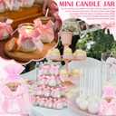 Threlaco 20 Pcs Bow Baby Shower Favors Party Candle Lavender Scented Glass Mason Jar Wax Candle Bulk for Guests Girl Boy Gender Reveal Party Gifts(Pink)