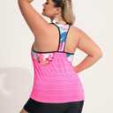 Angel season Plus Size Tankini Swimsuits Tops for Women Swim Top Only Tummy Control Bathing Suits Zippered Swimswear (Pink, XXXL)