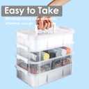 CraftGenes Craft Organizers and Storage, 10QT 4-Layer Durable Sewing Organizer for Sewing Supplies with 2 Removable Trays, DIY Kit Container for Seasonal Decor, Tool, Scrapbook and Art Supplies