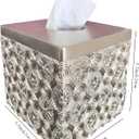 Hymmah Modern Square Tissue Box Cover Holder,Bathroom Accessories Decor Unique Design Tissue Box Cover for Bathroom Vanity Counter Tops Also Great for Bedrooms and Living Rooms (Gold)