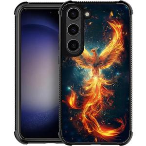 Compatible with Samsung Galaxy S23 Mobile Case Creative Acrylic Back Panel Silicone Protection Grip Specially Designed for Samsung Galaxy S23 Spread Wings Fire Phoenix