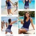 Talisea Womens Tankini Bathing Suits with Skirt Two Piece Tummy Control Swimsuits Ladies Swimwear (Blue, XL)