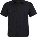 Mens Western Cowboy Pearl Snap Short Sleeve Casual Two Pockets Work Solid Derss Button Up Wrinkle Free Shirts (Large, 4black)