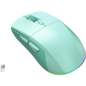 LeadsaiL Bluetooth Wireless Mouse, Rechargeable Dual Mode Computer Mouse with Side Buttons, Ergonomic Design, Silent Click, Adjustable DPI 800-4000, Compatible with MacBook, Windows Computers/Laptop