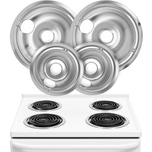 Electric Stove Drip Pans Set of 4 (2 x 6-Inch & 2 x 8-Inch) Replacement Stove Drip Pans for Electric Stove