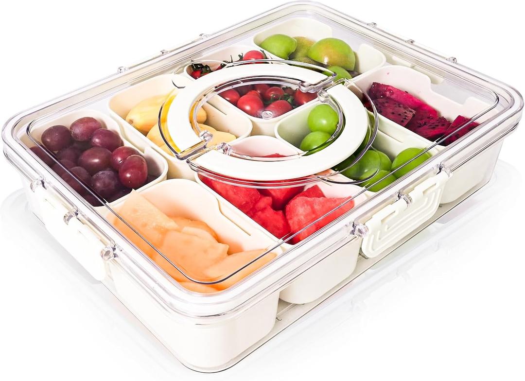 Snackle Box Container,Clear Snack Box Organizer for Fruits, Candy, Charcuterie,Snacks,Perfect for Party, Entertaining,Travel & Beach (Snackle 8)