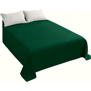 Sfoothome Blackish Green Flat Sheet, Ultra Soft and Comfortable Microfiber Top Sheet King Size
