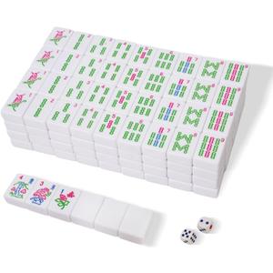 Mahjong Tile Set, American Mahjong Tile Set with 2 Dice, 166 Colorful Engraved Mahjong Tiles (1.2) (Classic White)