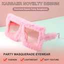 Karsaer Vision Plush Fuzzy Flat Top Fashion Square Large Shades Punk Soft Velvet Shade Party Eyewear (Pink)