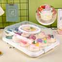 NPLUX Cupcake Containers with Lid Rectangular Cake Carrier 3-in-1 Multipurpose Cupcake Holder for Muffins Pies Sweets Pastries Fruit or Snacks (White, 13" x 9" x 4"), Medium