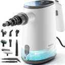 Handheld Steam Cleaner, 15s Fast Heating, Adjustable Steam, 650mL Large Water Tank, Pressurized Portable Steamer for Cleaning Home, Kitchen, Car, Bathroom, Tile, Furniture, Multi-Surface (White)