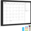 Dry Erase Calendar Whiteboard for Wall, 36"x24" Monthly White Board, Black