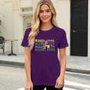 Fat Tuesday Shirts for Women Carnival T-Shirt New Orleans Party Tee Tops (Purple, XL)