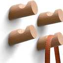 Pack Of 2 LoengMax Wood Wall Hooks, 4 Pack Coat Hooks Wall Mounted, Modern Hat Hooks for Wall, Wall Hanger for Hanging Coat Towel Hat Bag Robe Jacket Clothes (Beech Wood)
