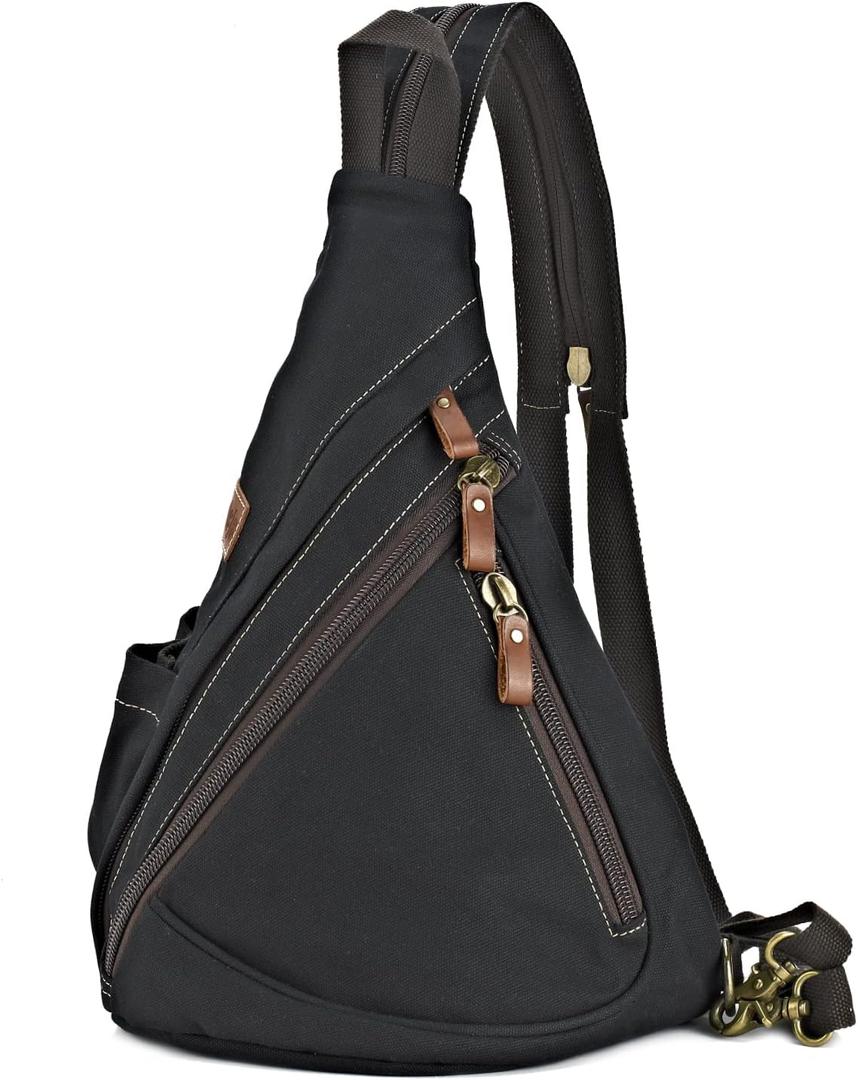 Canvas Sling Bag Convertible Crossbody Chest Bag Shoulder Backpack Daypack for Men Women Outdoor Cycling Travel