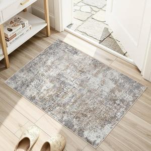 DMOYEST Area Rug Living Room Rugs - 2x3 Washable Soft Neutral Modern Abstract Low Pile Rug Carpet for Bedroom Dining Room Farmhouse Home Office - Brown/Grey/Black