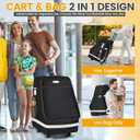 Orzbow Car Seat Carrier for Airport, Folding Car Seat Travel Bag & Cart with 4 Wheels and High Load-Bearing, Padded Gate Check Bag Fits Most Infant Car Seats & Carriers, Easy to Use, Black