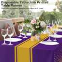 6 Pack Purple and Gold Tablecloth Party Decorations Plastic Purple Tablecloth Printed Gold Table Runner 54 x108 Inch Disposable Rectangle Table Cover for Birthday Wedding Graduation
