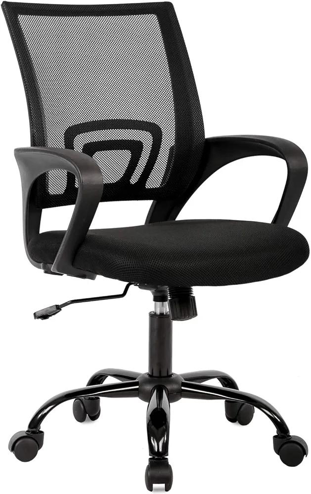 Ergonomic Office Chair Home Desk Chair Task Mesh Computer Chair Gaming with Back Lumbar Support Armrest Modern Swivel Modern Adjustable Rolling Executive Mesh Chair for Women Men (Black)