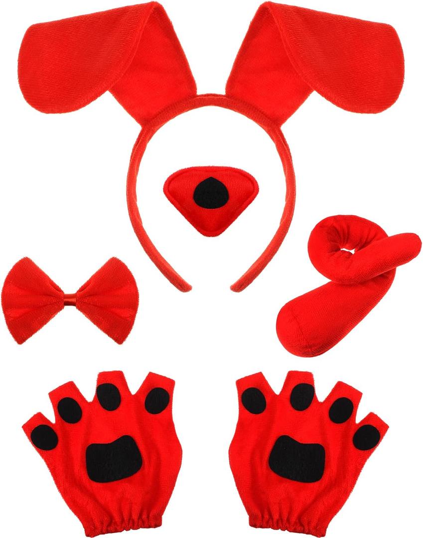 Syhood Puppy Dog Costume Set Ears Headband Bowtie Nose Tail Paw Gloves Accessories for Carnival