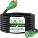 RVGUARD 4 Prong 30 Amp 100 Foot Generator Extension Cord, NEMA L14-30P/L14-30R, 125/250V Up to 7500W 10 Gauge SJTW Generator Cord with Cord Organizer, ETL Listed