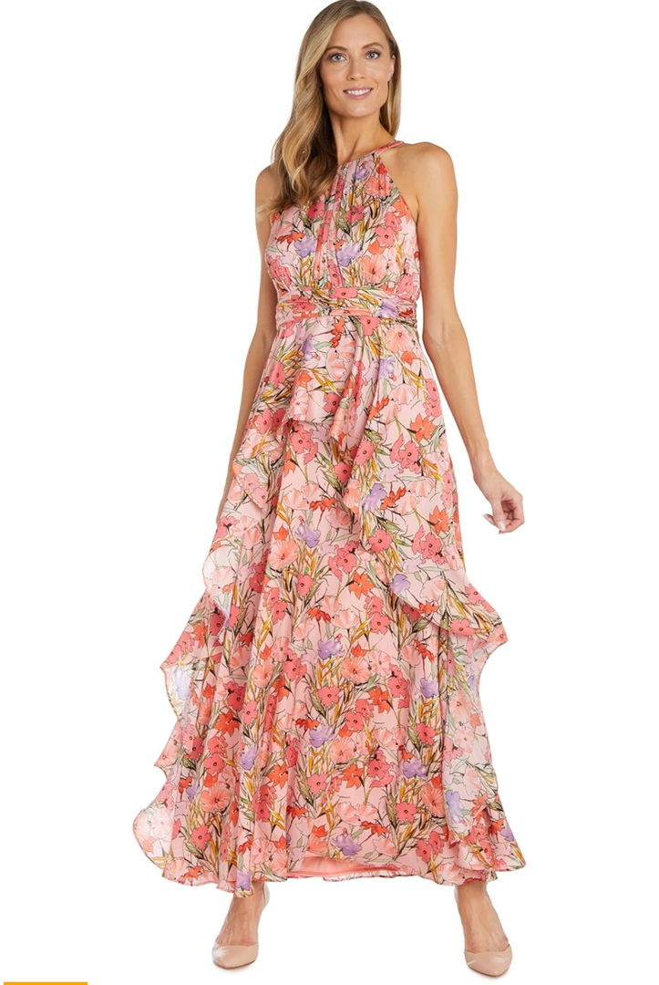 R&M Richards Women's Coral/Lavender Bloom Daytime Dress Size 11W R&M Richards Women's Coral/Lavender Bloom Daytime Dress Size 11W