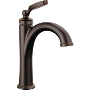 Delta Woodhurst Oil Rubbed Bronze Bathroom Faucet 1 Hole, Single Hole Bathroom Sink Faucet for Vanity, Metal Push-Pop Drain Assembly, Venetian Bronze 532-RBMPU-DST