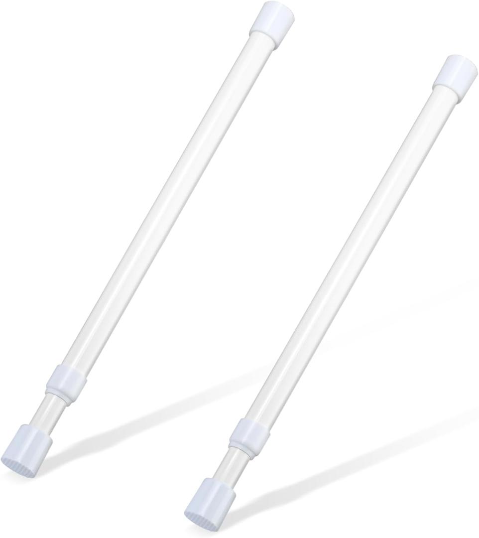 2 Pcs Small Tension Rod 12-20 inch Spring Rod, Tension Rod Spring Tension Rod, Small Tension Curtain Rod, Short Thin Tension Rods, Mini Tension Rods for Closet, Cabinets, Cupboard, Drawers, White