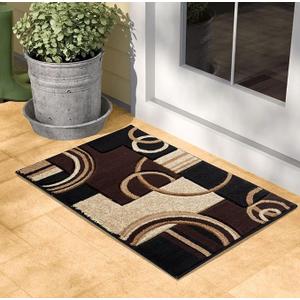GLORY RUGS Area Rug 2x3 Door Mat Brown Geometric Soft Floor Carpet with Premium Fluffy Texture for Indoor Living Dining Room and Bedroom Area