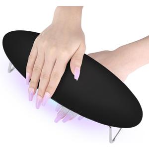 2 in 1 Nail Lamp & Hand Rest,Soft Nail Arm Rest with Gel Light,48W LED Nail Curing Lamp Dry Fingernails Toenails Gel Polish,Home Manicure Salon Tool (Black)