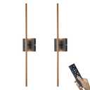 Battery Operated Wall Sconces with Remote Control, Dimmable Wall Sconces Set of Two 350°Rotate 3000K LED Matte Black and Brass Gold Wireless Wall Light Battery Powered Cordless Rechargeable Wall Lamps