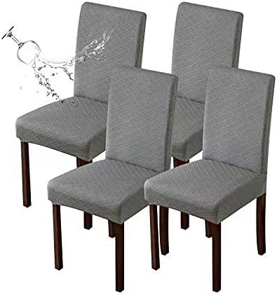 Genina Waterproof Chair Covers for Dining Room Dining Chair Covers Kitchen Parsons Chair Covers (Gray, 4 PCS)